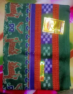 Beautiful Green Sindoor brand cotton saree