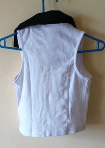 Ribbed Collared Tank Top