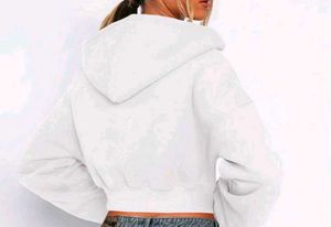 White Cropped Zip-Up Hoodie