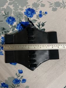 Black Faux Leather Corset Belt
