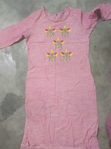 Pink Embroidered Kurta