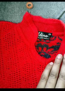 Red Floral Fringe Poncho Sweater