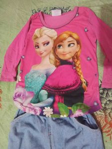 Frozen Elsa &amp; Anna T-shirt and Jeans Set