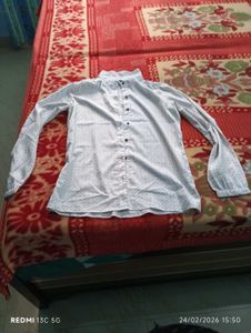Chic White Dotted Long Sleeve Top
