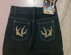 Y2K Tribal Wing Embroidery &amp; Rhinestone denim