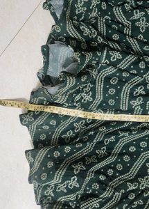 Bohemian Print Green Flared Skirt