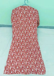 Chic Red &amp; White Printed kurti