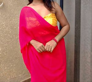 Vibrant Pink Georgette Saree