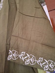 Olive Green Embroidered Kurta