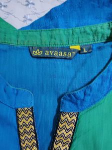 Avaasa kurta, L Size Beautiful Blue Green Shade