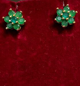 Emerald Flower Stud Earrings