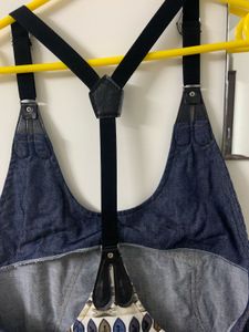 Denim Pinafore Dress with Bohemian Print