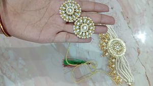 Pearl Choker Necklace with Earrings