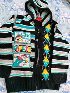 Striped Knitted Hoodie 2 to 4 Years