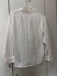 White Textured Button-Up Shirt