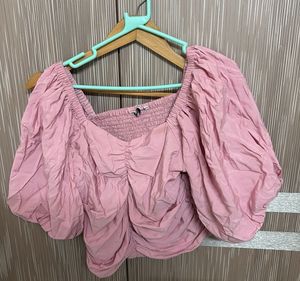 Pink Smocked Puff Sleeve Top