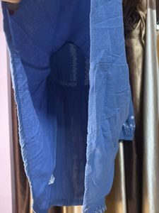 Blue Embroidered Tassel Kurta