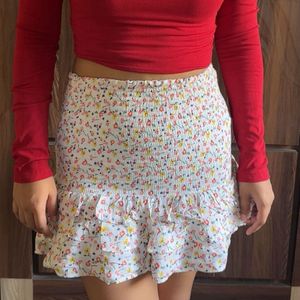 Chic Floral Smocked Mini Skirt