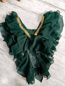 Elegant Green Pleated Ethnic Skirt with top