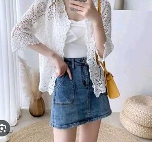 White Crochet Lace Kimono