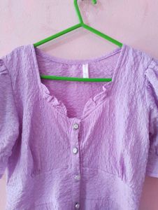 Cute Purple Puff Sleeve Top