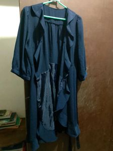 offer price Ruffled Navy Blue Dress