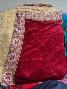 Elegant Beige &amp; Maroon Saree unused and marriage