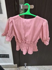 Chic Pink Smocked Crop Top