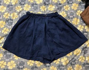 Navy Blue Skater Shorts with Belt