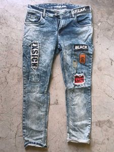 Distressed Patch Jeans