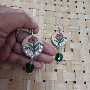 Unique Floral Print Drop Earrings