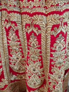 Red With Gold Embroidery Bridal Lehenga (Women's)