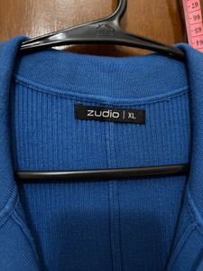 Blue Collared Knit Midi Dress