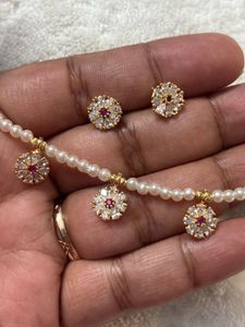 pearl mala with earrings