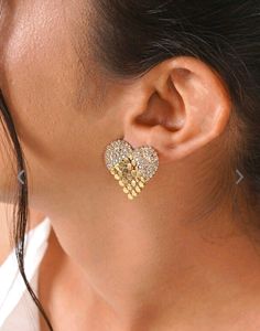 JOKER AND WITCH gold Heart Shaped Stone Earrings