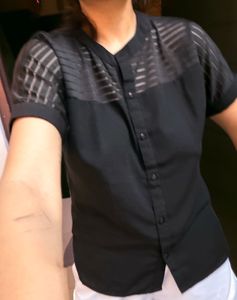 Marie Claire Sheer Short Sleeve Shirt Top
