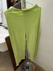 Lime Green Ribbed Cropped Pants
