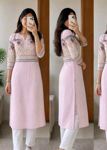 Elegant Pink Kurta with Intricate Print