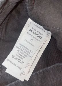 Mango Black Rustic Denim Mini Skirt