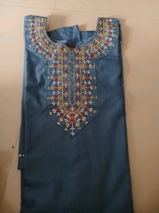 Embroidered Blue Kurta Set