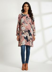 Floral Print Long Sleeve Tunic Top