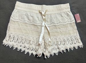 Satin Front Tie Crochet Short