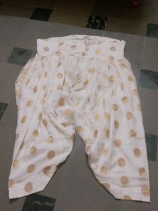 White & Gold Polka Dot Dhoti Pants