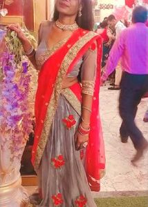 Stunning Red and Grey Lehenga Choli