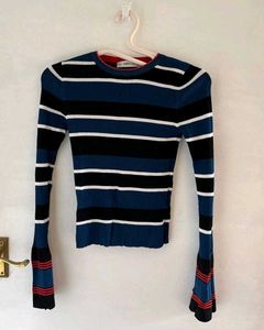 Zara Striped Bell Sleeve Top