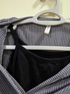 Pleated Wrap Blouse with Inner Cami