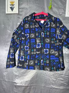 Vintage Geometric Print Button-Up