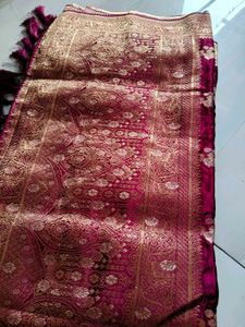 Maroon Floral Banarasi Silk Saree