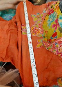 Vibrant Orange Embroidered farsi salwar suit