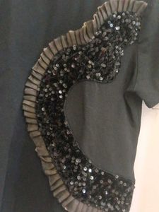 Stylish Black Sequin Embellished T-Shirt